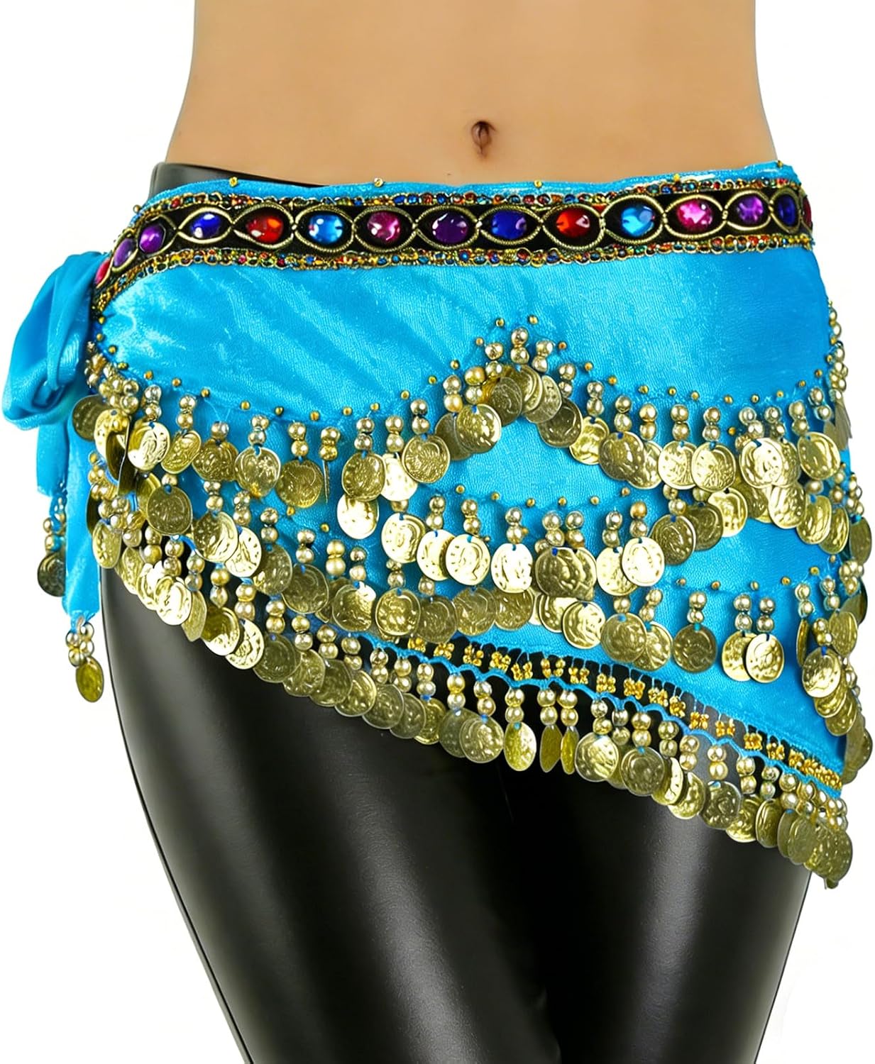 Thumbnail 6 de Baisdan Women’s Belly Dance Hip Scarf (Velvet Coins & Rhinestone Wrap)