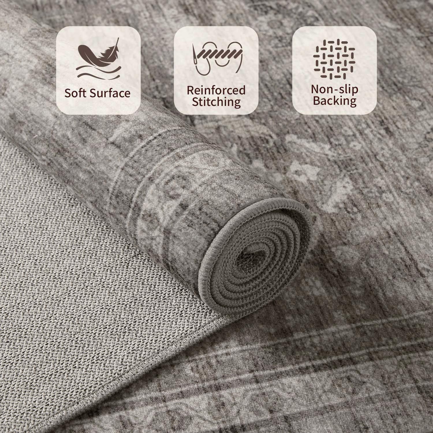 Detalle 2 de Rugxara 5x7 Taupe Grey Area Rug ⚙