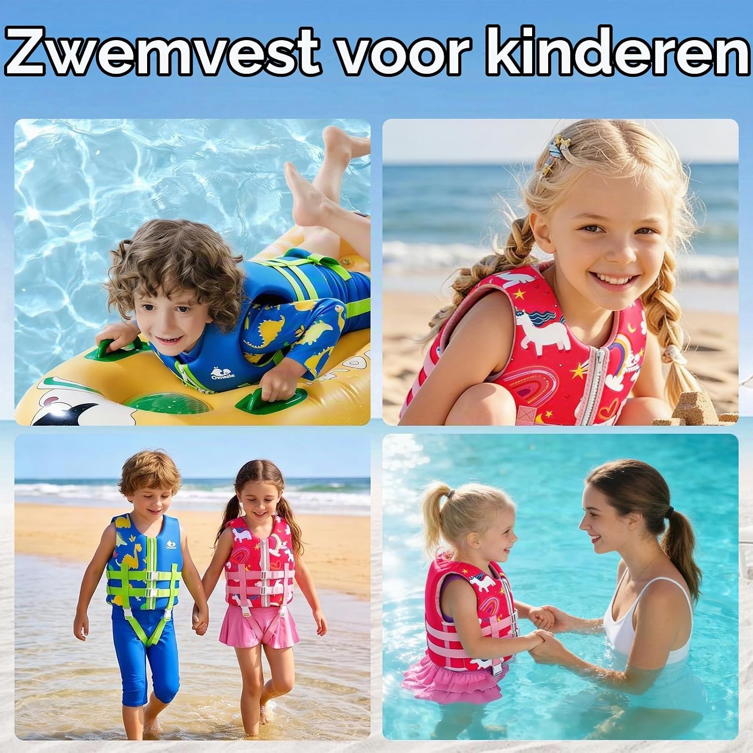 Detalle 1 de Oveneеле Y-LF002 zwemvest voor kinderen, neopreen, blauw, maat L