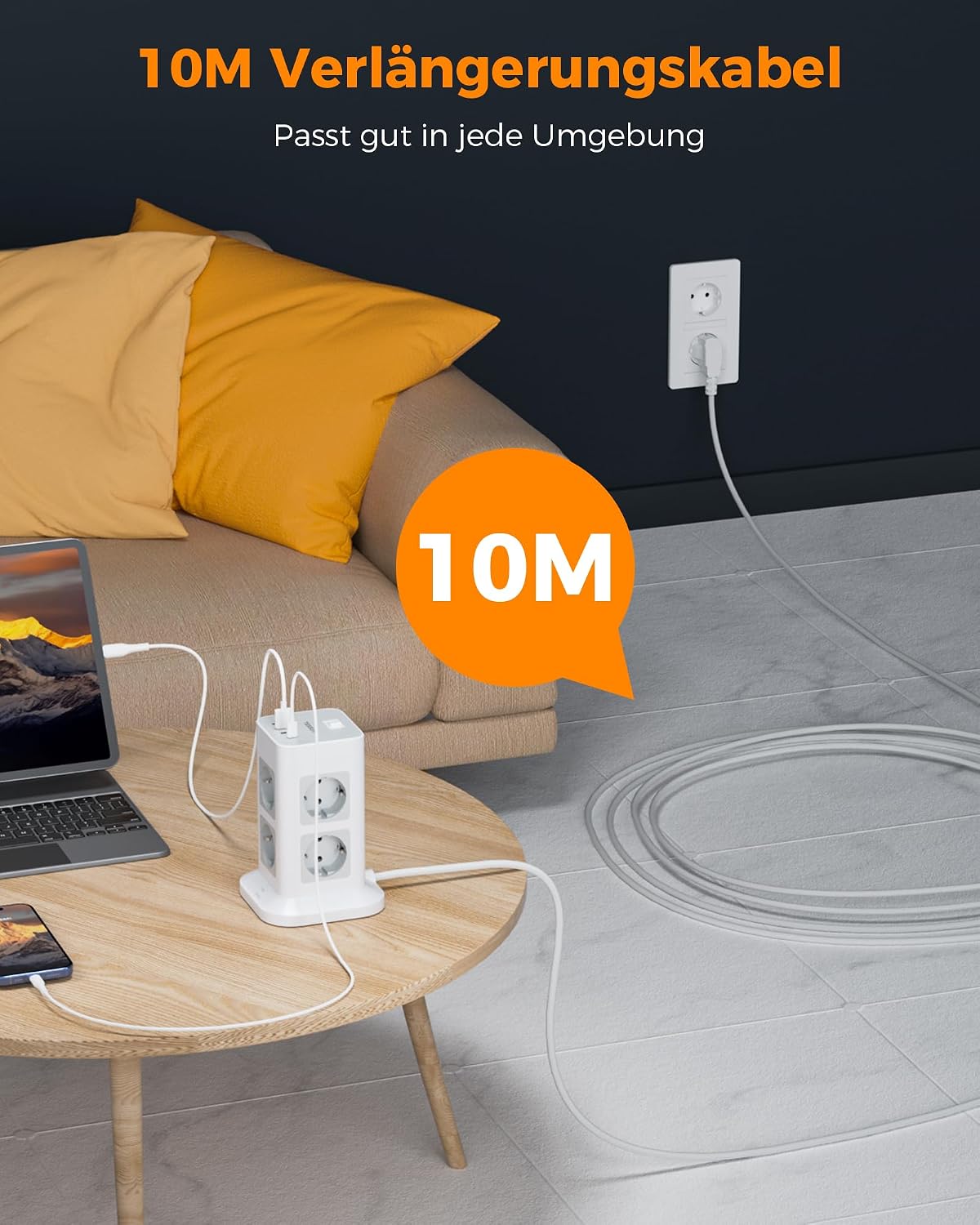 Detalle 2 de TESSAN TESSAN 8 Mehrfachsteckdose 3600 W