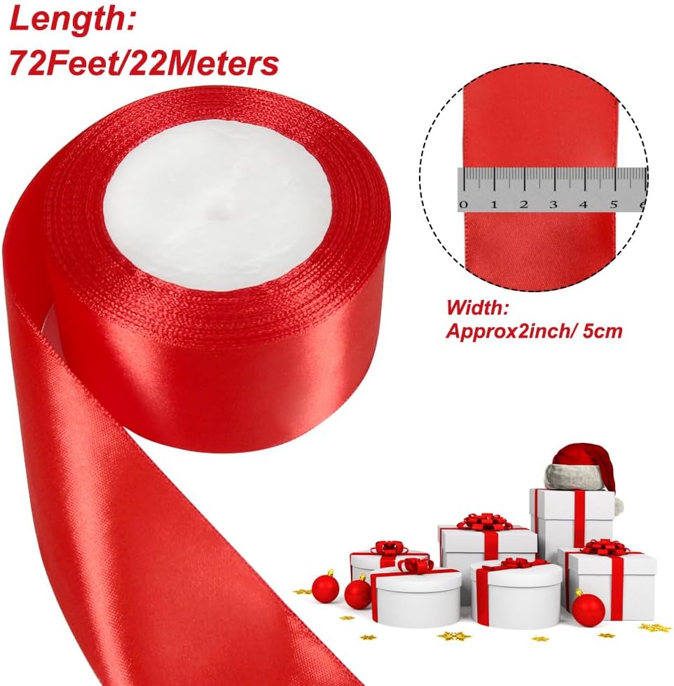 Detalle de Tenn Well Geschenkband Rot 50 mm × 22 m – Satinband für Geschenkverpackung, Basteln und Dekoration