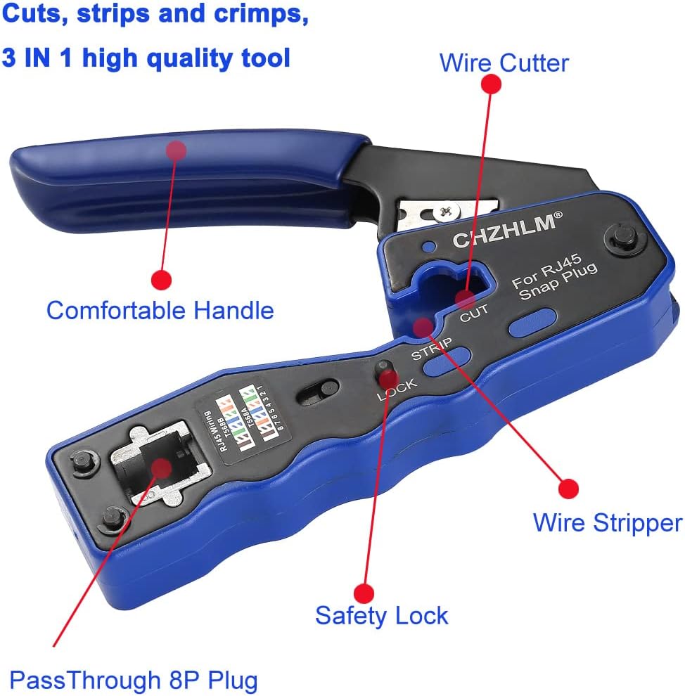 Detalle de RJ45 Crimp Tool Pass Through with 50 Connectors
