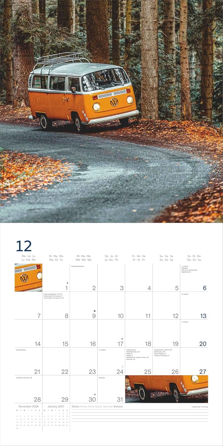 Thumbnail 6 de Volkswagen Bulli Kalender 2026 – 30 × 30 cm, der Klassiker für Bulli-Fans