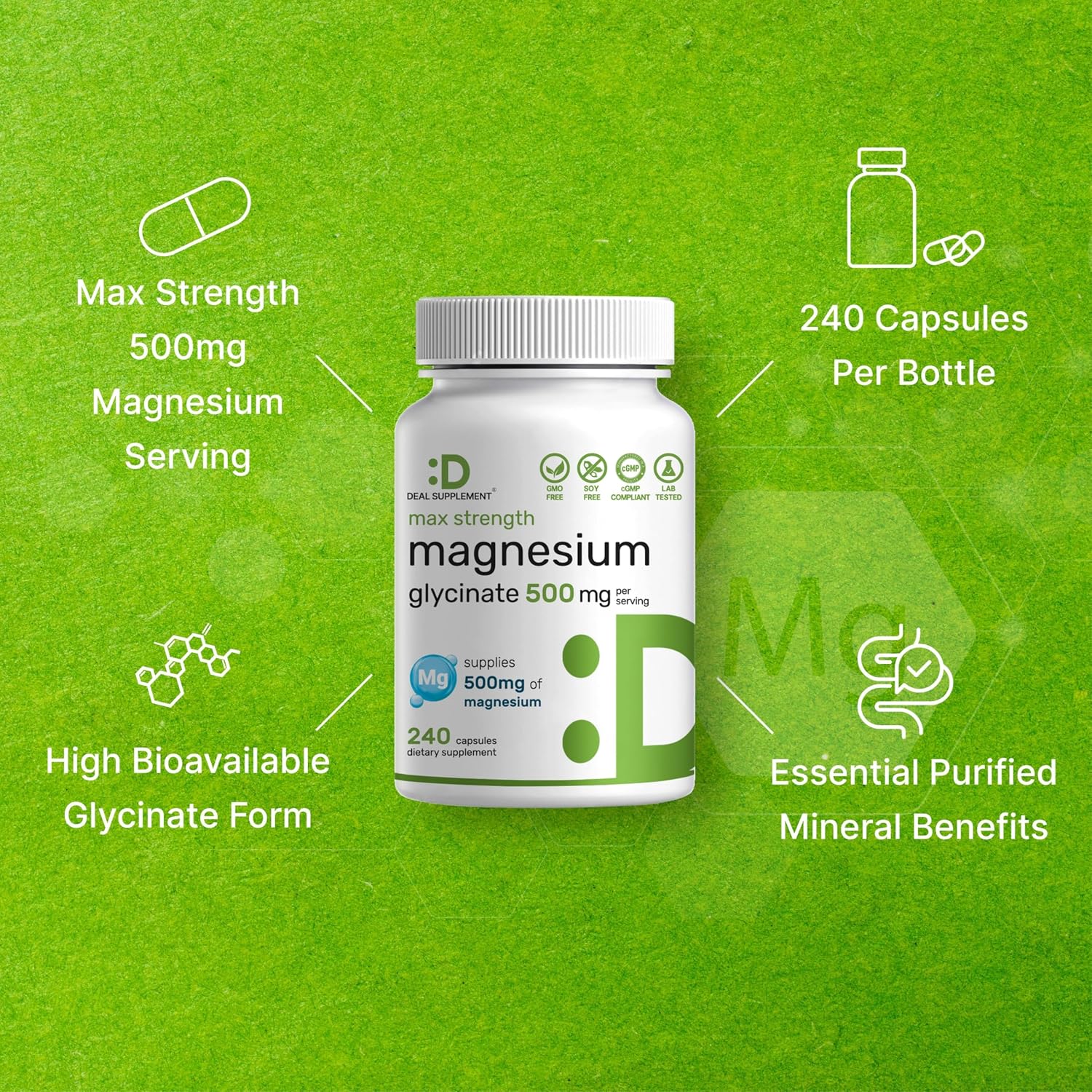 Detalle de Magnesium Glycinate Supplement 500mg