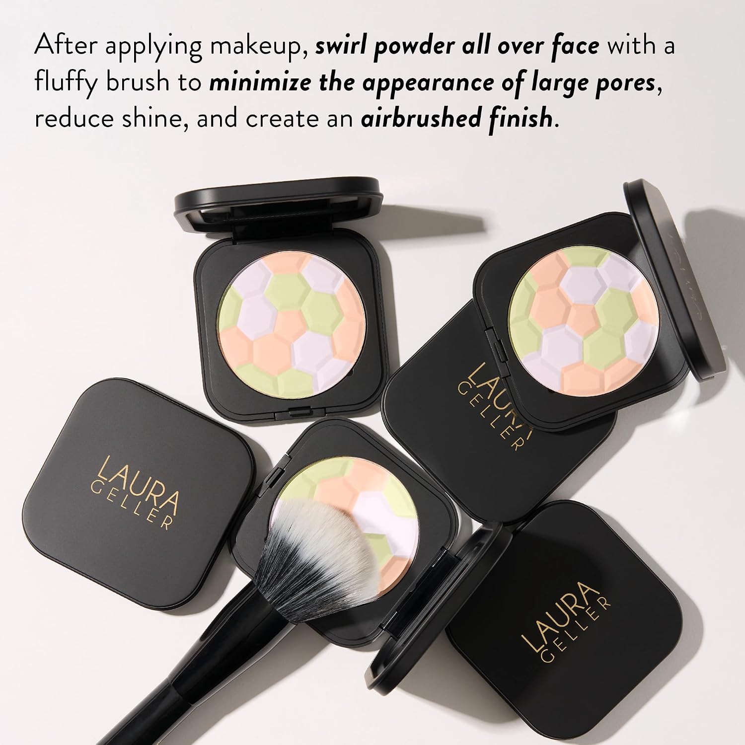 Detalle de Laura Geller New York Filter Finish Pressed Neutralizing Setting Powder (Universal) – Color Correcting for Even Tone