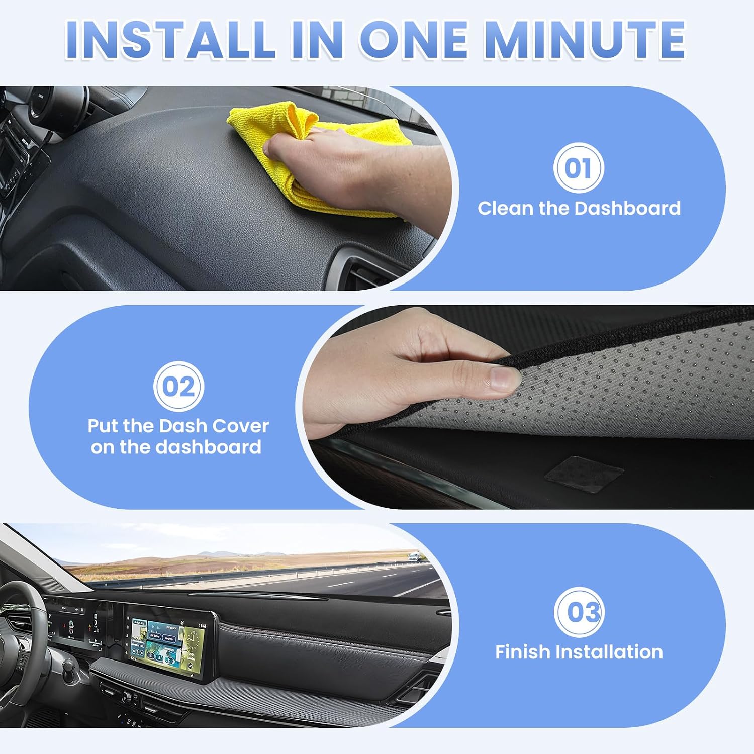 Thumbnail 6 de Sunsdrew Dash Cover for 2025-2026 Nissan Kicks — Suede Dash Mat with UV Shield and Anti-Glare