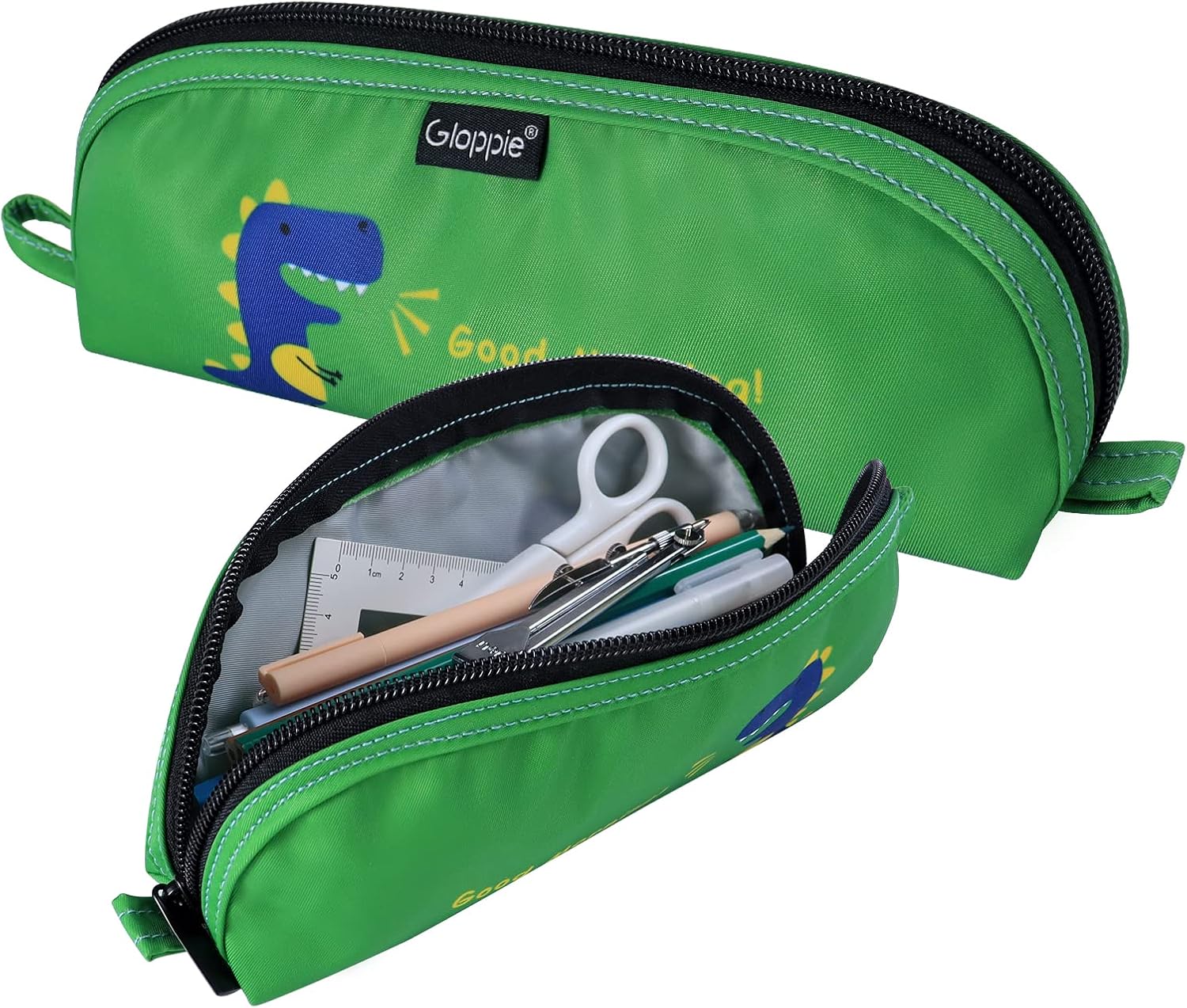 Gloppie Trousse à Crayons – Petit format, motif Dinosaures & Vert, 21 x 5 x 8 cm