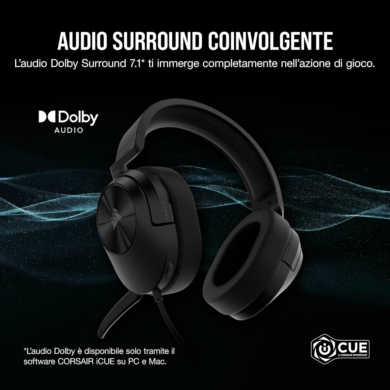 Thumbnail 1 de Corsair HS55 SURROUND: cuffie da gaming cablate leggere con Dolby 7.1 e microfono omnidirezionale