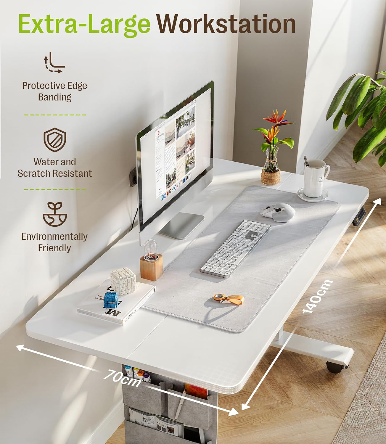 Detalle de MAIDeSITe Electric Height Adjustable Standing Desk 140 x 70 cm