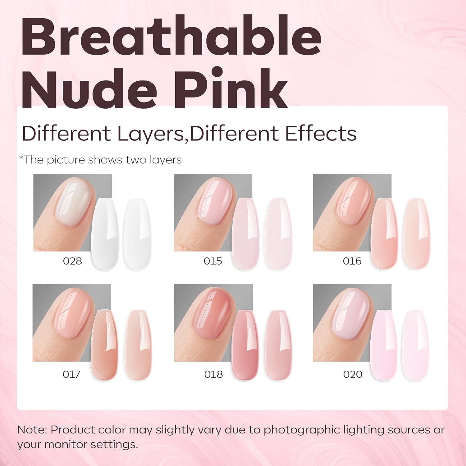 Thumbnail 1 de modelones Builder Nail Gel Polish Set (Nude Pink Jelly Gel) with LED Lamp Cured Finish, 6 Colors