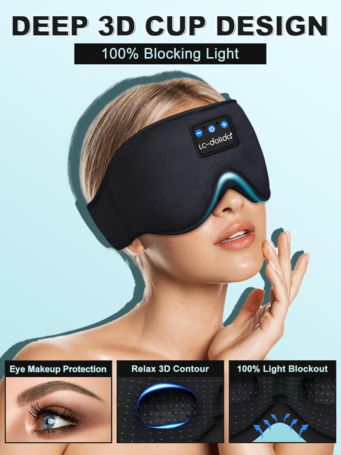 Detalle 2 de LC-dolida Sleep Headphones Bluetooth 3D Sleep Mask