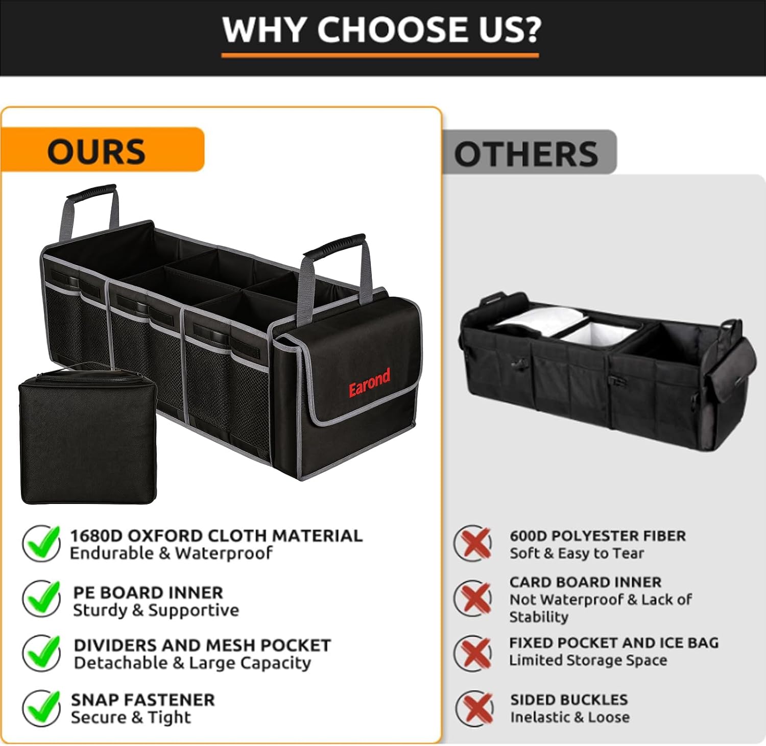 Thumbnail 5 de EAROND Collapsible Trunk Organizer 3 Compartments