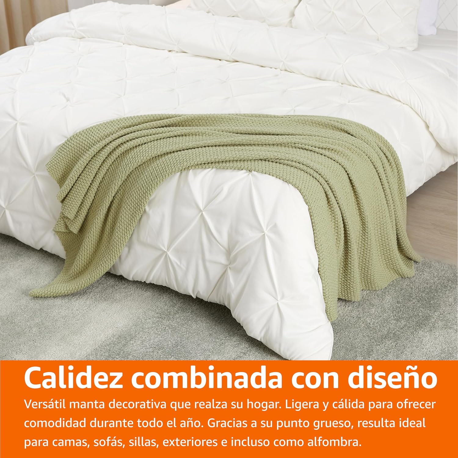 Thumbnail 6 de Amazon Basics Manta Arrullo Tejida Verde Salvia 127x152 cm