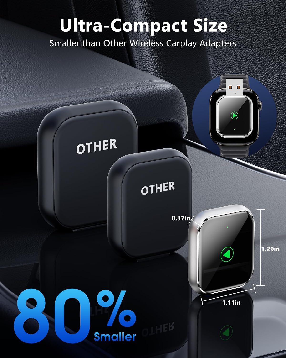 Thumbnail 1 de TKHIN Wireless CarPlay for Apple iPhone — Plug‑and‑Play Wireless CarPlay Dongle