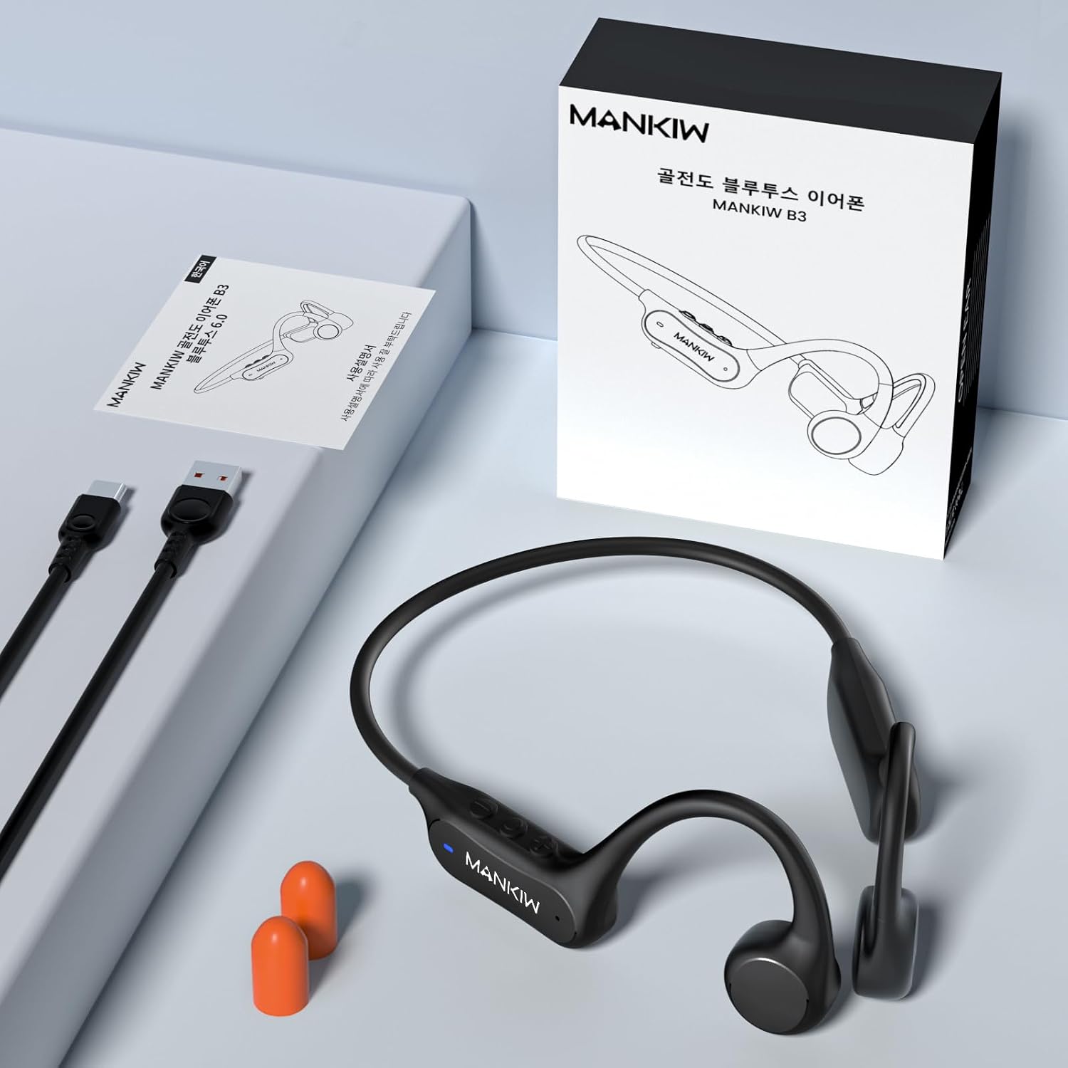 Thumbnail 6 de MANKIW Knochenschall Bluetooth 6.0 Open-Ear Sportkopfhörer mit USB-C Schnellladung (IPX5)