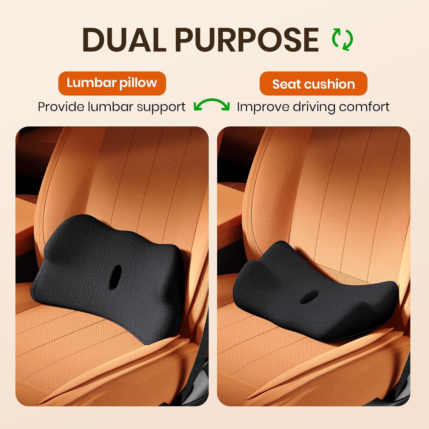 Thumbnail 3 de Benazcap Lumbar Support Cushion (Black) – ergonomic coccyx & lumbar cushion for office, car and gaming chairs