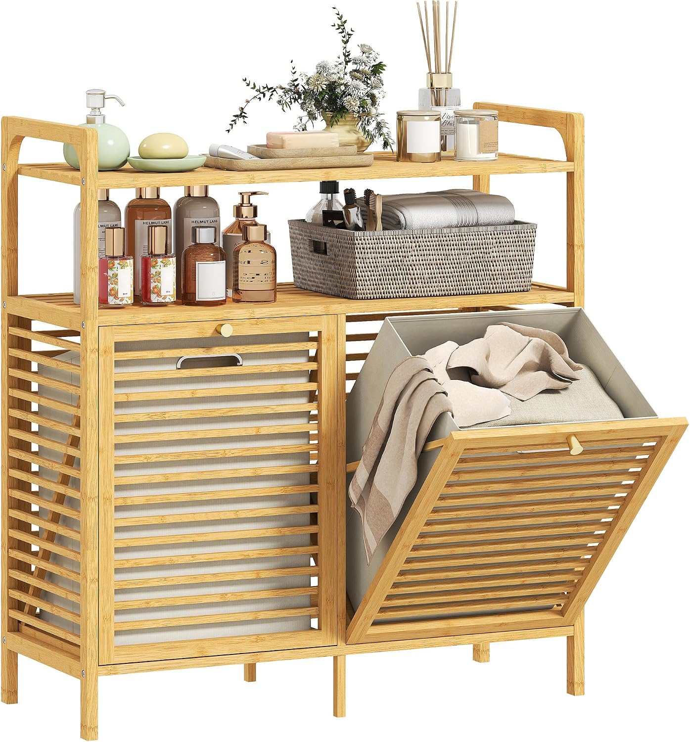 Detalle de HOMCOM Meuble Salle de Bain Panier Linge