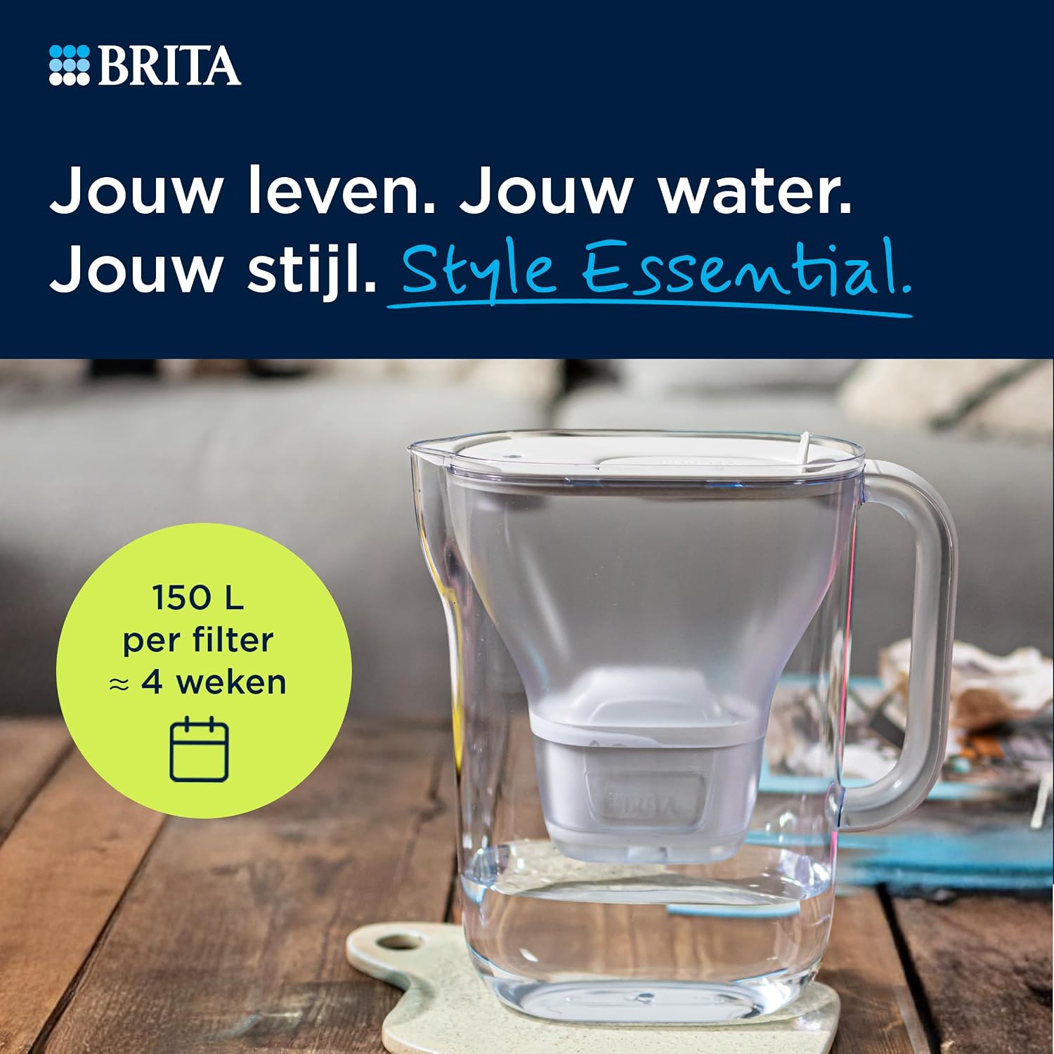Detalle 2 de BRITA Style Essential 1058212 Water Filter Jug, 2.4L, LED, White