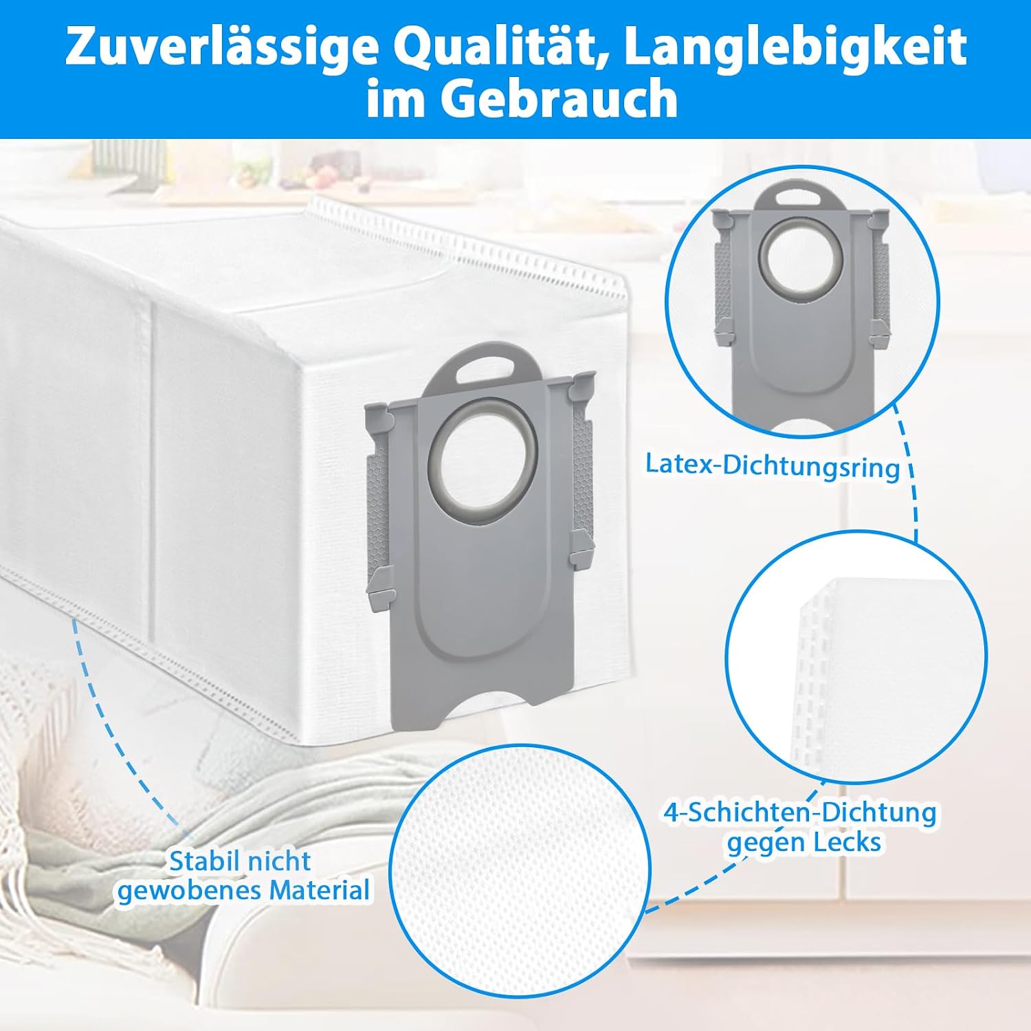 Thumbnail 5 de KGC 12er Staubbeutel kompatibel mit Roborock QV 35A & Q Revo Serien – Große Kapazität, Vierfach-Filtration