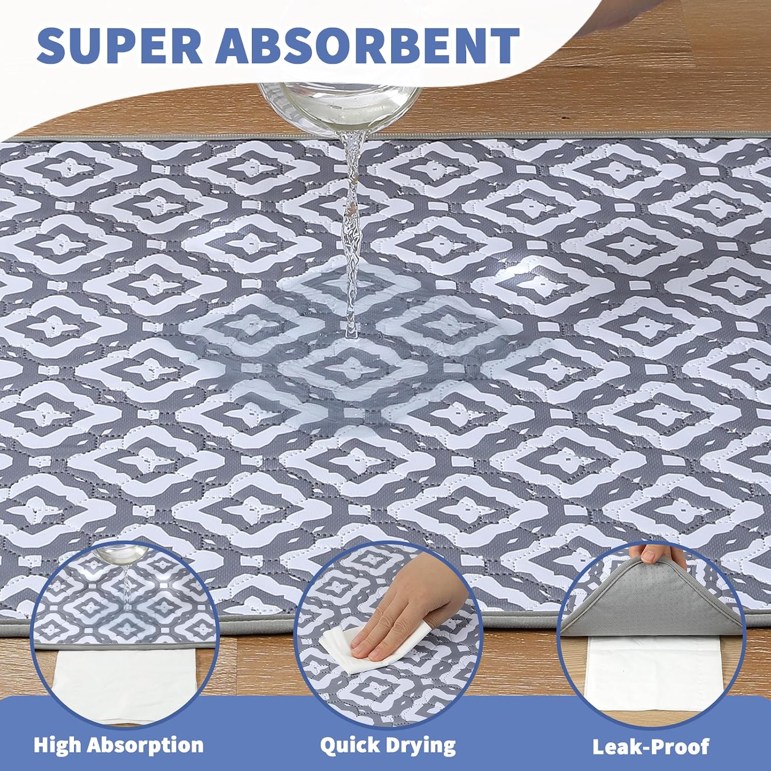 Detalle de Aruiliya Reusable Washable Puppy Pads (2 Pack) – Anti-Slip, Super Absorbent, Leak-Proof Training Pads 90 x 105cm