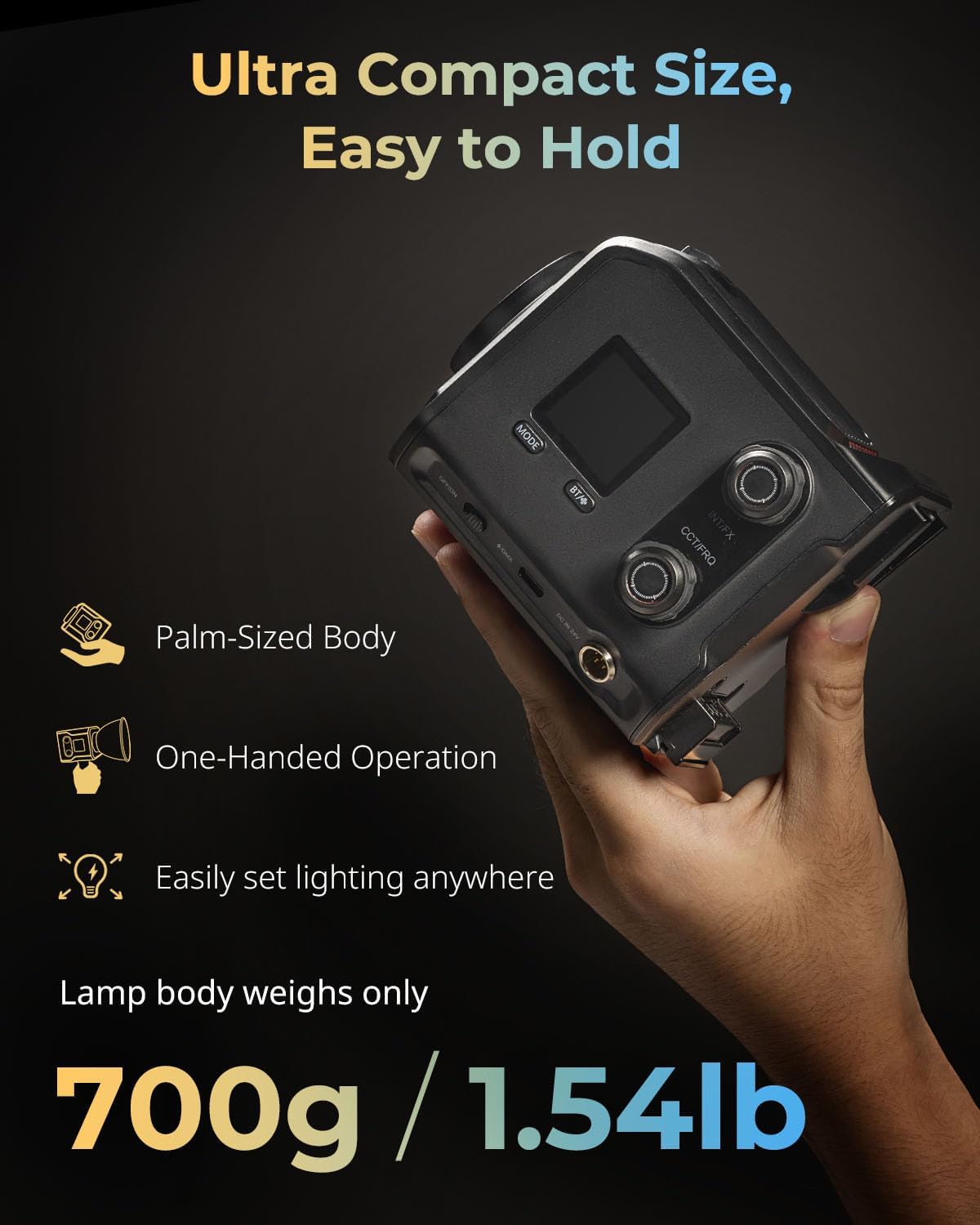 Detalle 2 de SmallRig RC 100B Lampe Vidéo COB avec Poignée – lumière bi-couleur portable 2700K–6500K et contrôle via app