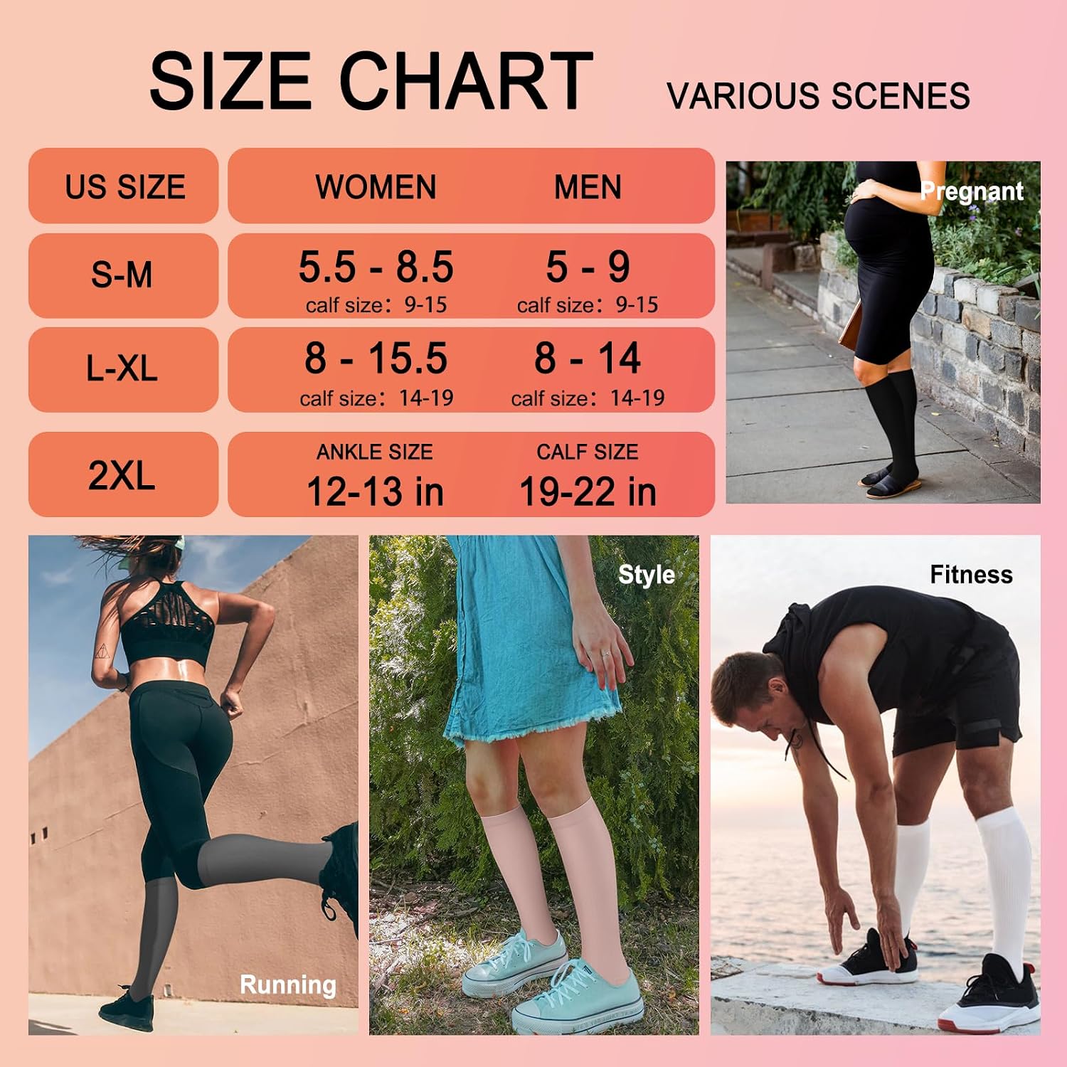 Detalle 2 de Iseasoo 4 Pairs Compression Socks for Women — circulation-support for nurses, running, travel