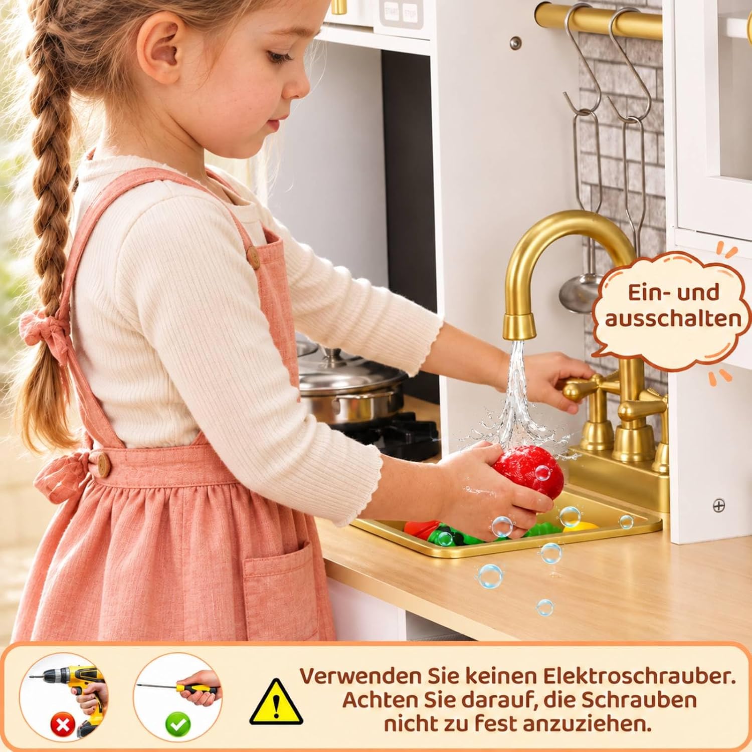Detalle 2 de MAMIZO LY-41 houten kinderkeuken met licht- en geluidseffecten, wit