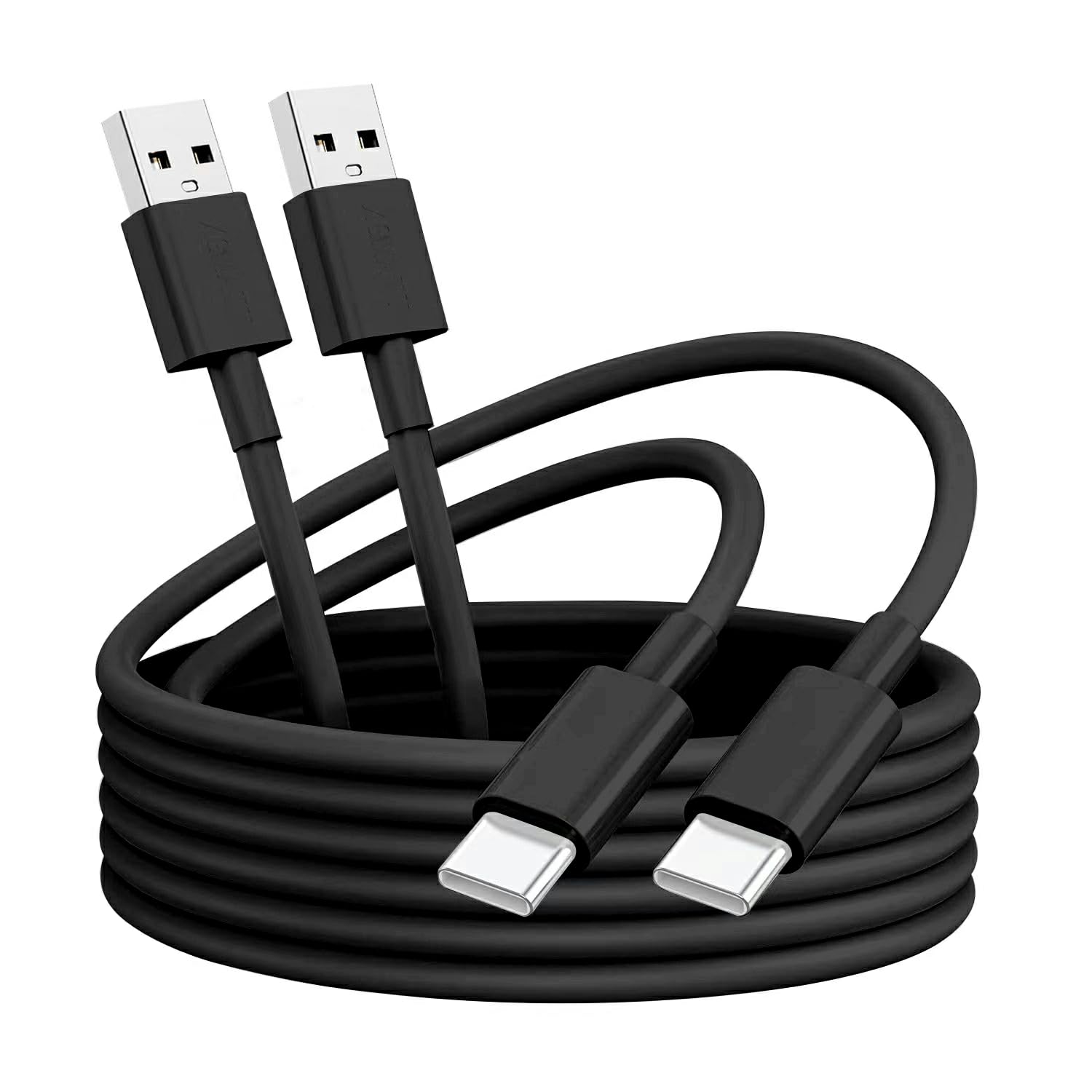 Detalle de USB‑C Kabel (2 m, 2er‑Set) für Schnellladung & Datensync – für Samsung, Sony, Huawei & mehr, schwarz