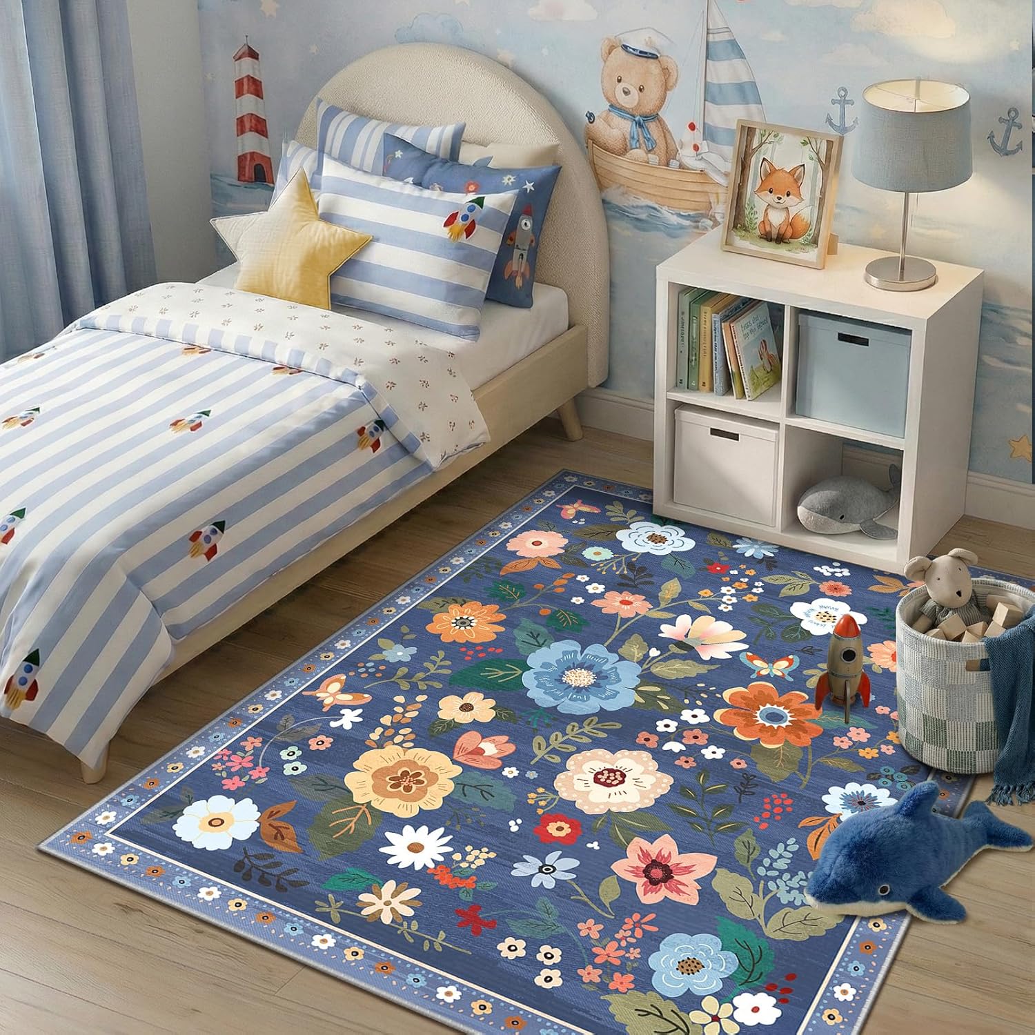 Thumbnail 2 de RELEANY Floral 5x7 Area Rug — Machine Washable, Non-Slip, Low-Pile Boho Floral