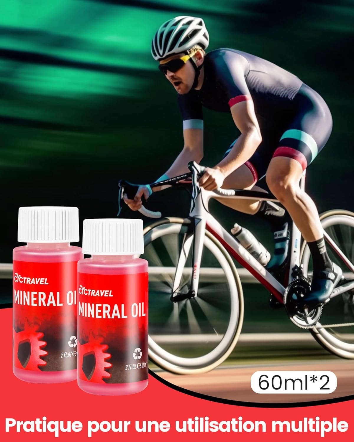 Detalle de CYCTRAVEL Kit Purge Frein – Kit purge hydraulique VTT, 120 ml d’huile minérale, pour SHIMANO/TEKTRO/MAGURA