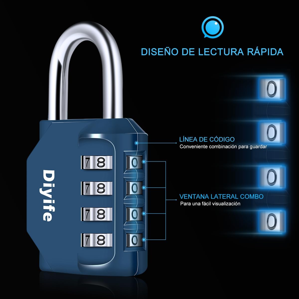 Thumbnail 1 de Diyife Candado de combinación 4 dígitos 99 g