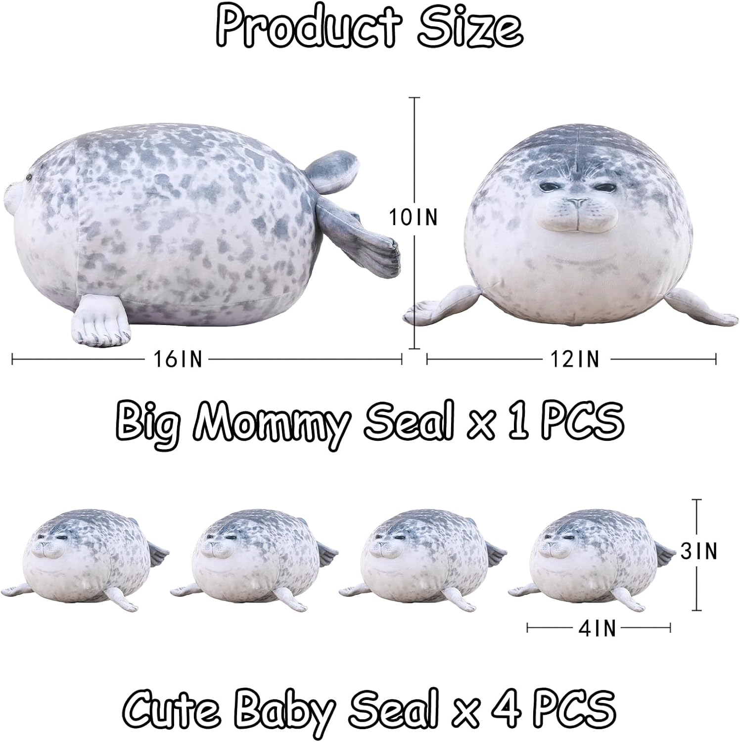 Thumbnail 5 de SQEQE Almohada de Foca gordita con 4 peluches bebé