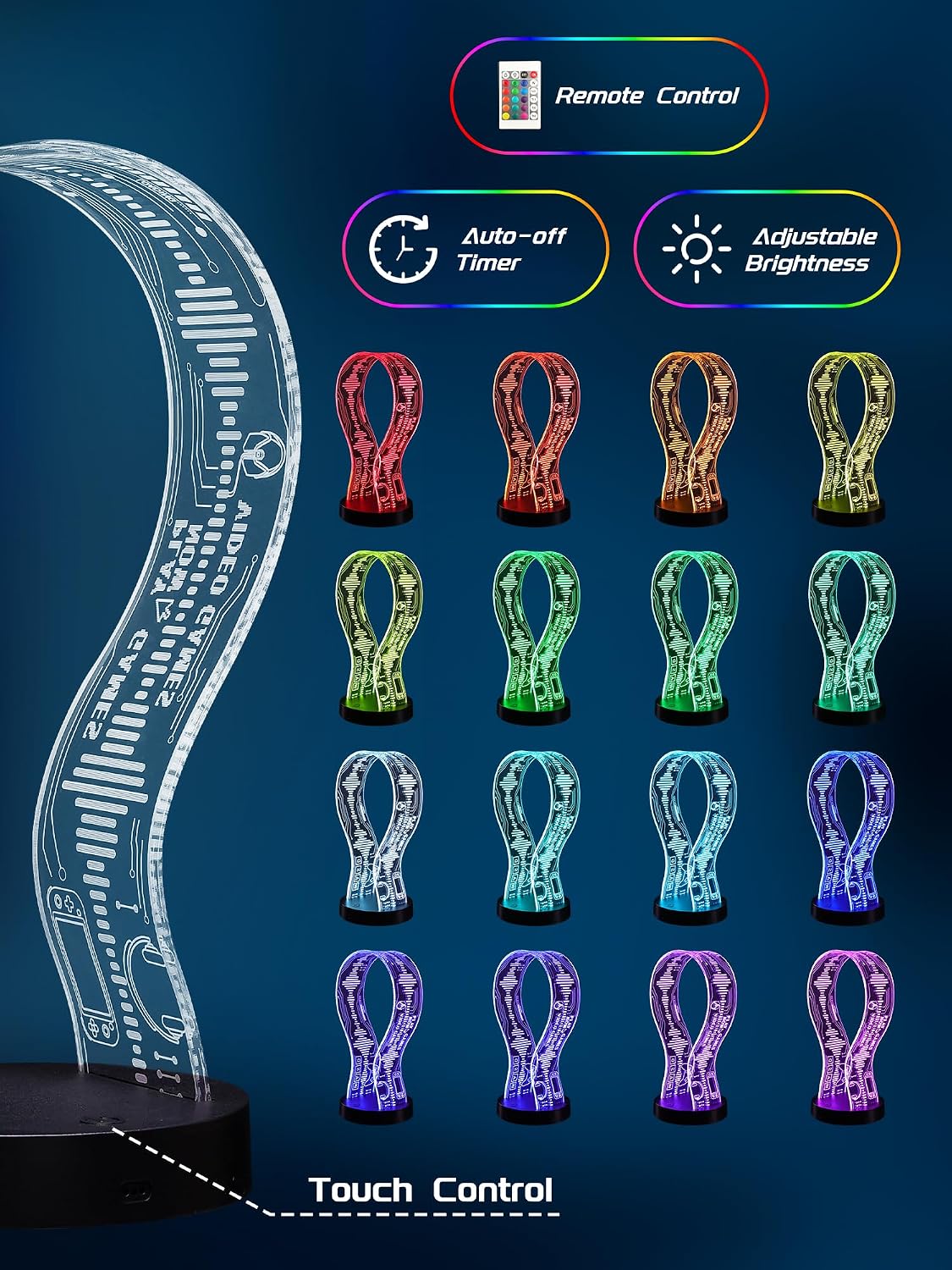 Detalle de CoolGift Mart Leuchtender Kopfhörerständer mit 16 LED-Farben, Gaming-Design und USB-/Typ-C-Anschluss