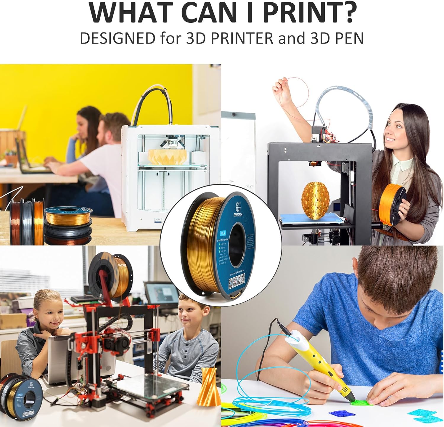 Thumbnail 4 de GEEETECH PLA Filament 1kg Silk Gold 🧵