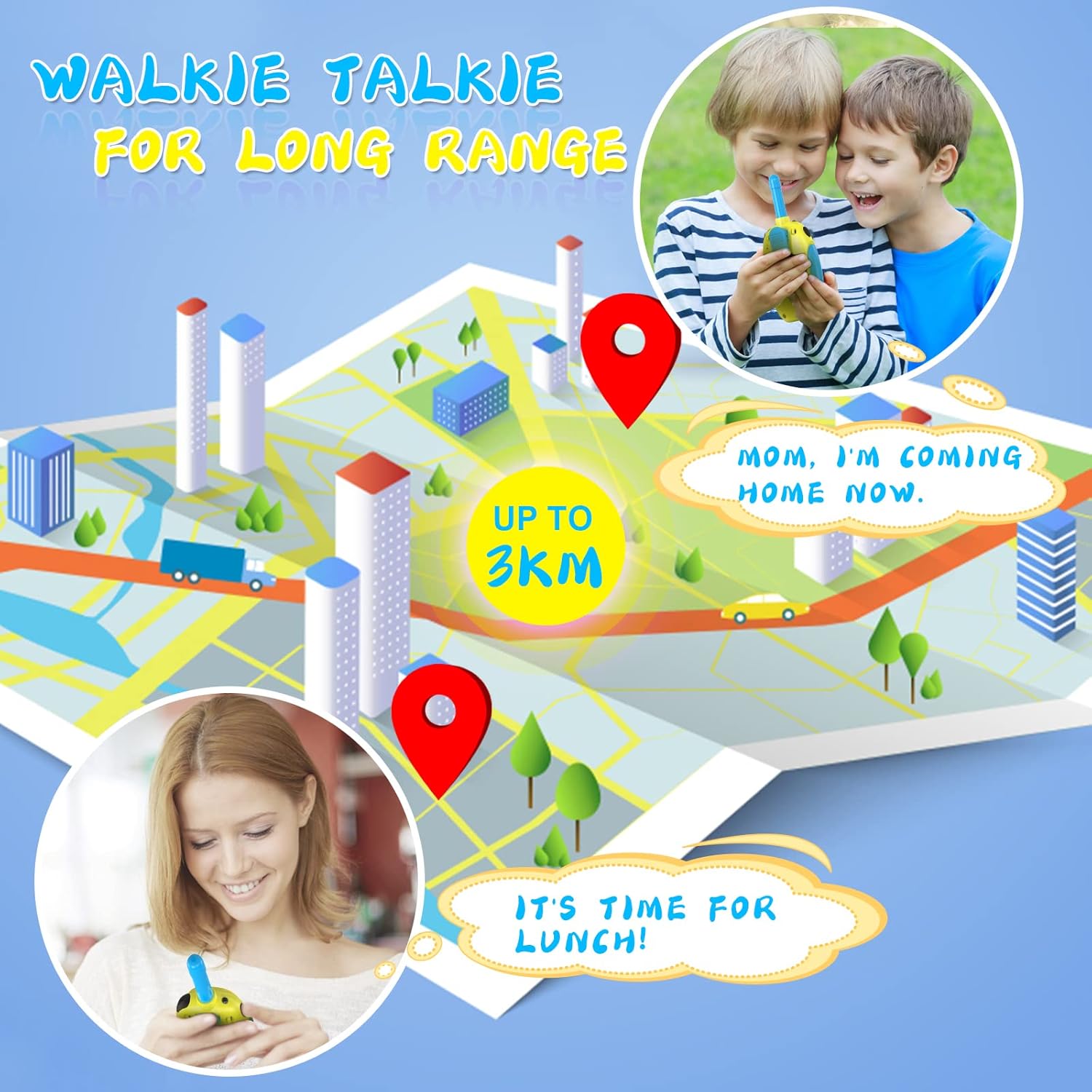 Thumbnail 2 de Ushining Walkie Talkie Recargable para Niños 📞 Aventura a 3KM