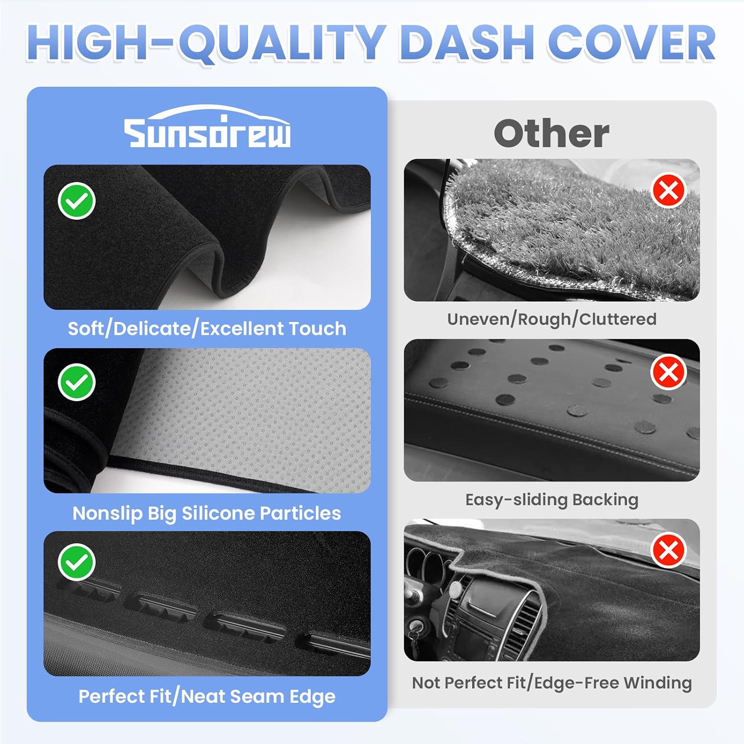 Detalle 2 de Sunsdrew 1999-2006 Dash Cover for GM Trucks and SUVs: Non-Slip, UV-Guard Suede Dashboard Mat
