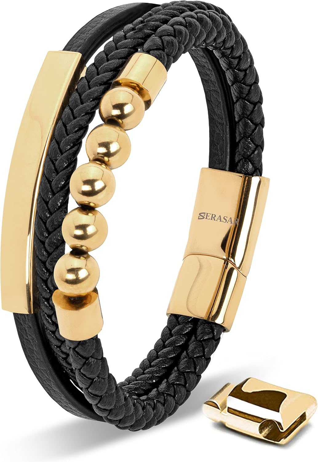 Detalle de SERASAR Bracelet Homme Cuir Fermoir Magnétique