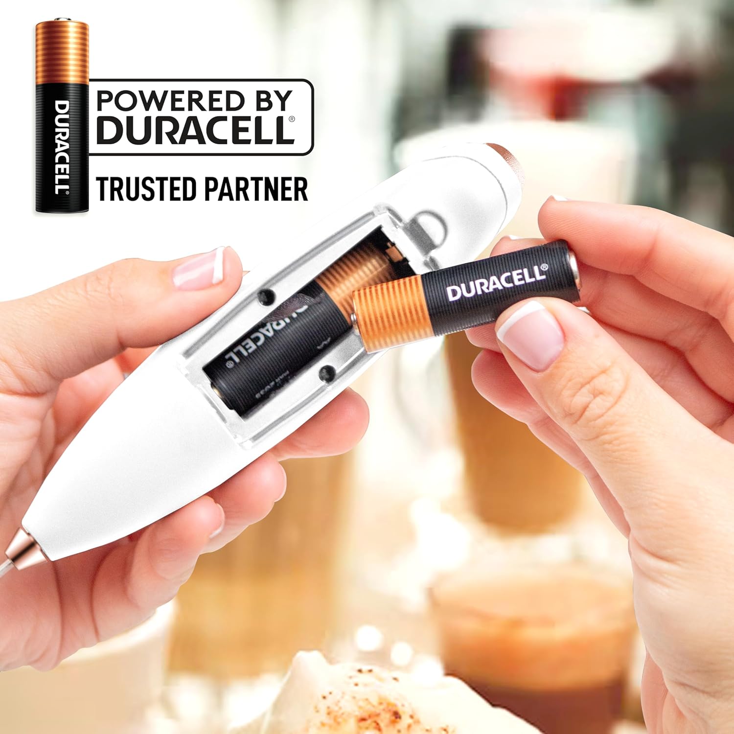 Thumbnail 6 de Zulay Kitchen Powerful Milk Frother Wand (White & Rose Gold) with 4 AA Duracell Batteries
