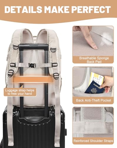 Thumbnail 7 de MOCOCITO Mochila de Cabina 40x30x20 cm (30L) Beige – Impermeable, Expandible y con Trolley para Viaje