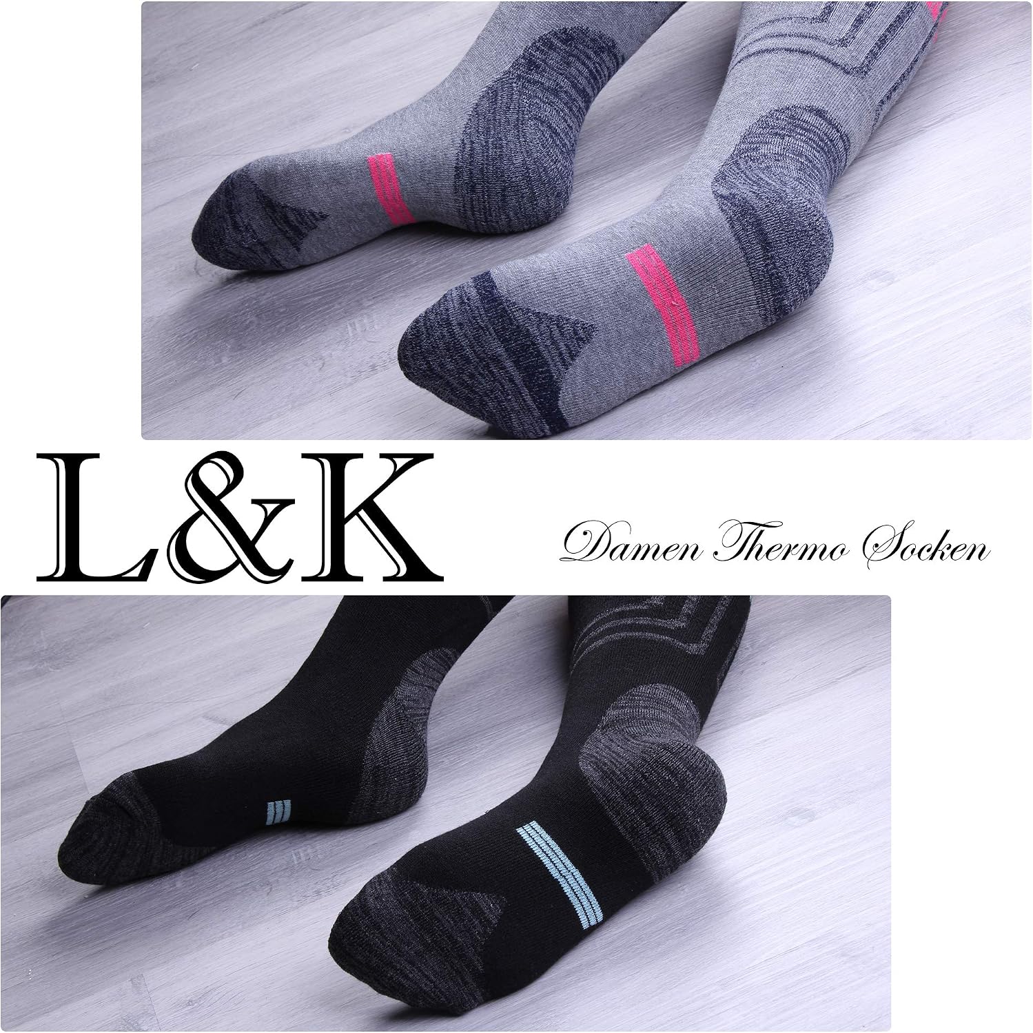 Thumbnail 6 de L&K 6 paia Calze termiche da Donna in Cotone/Wool multicolore – Comfortino unisex
