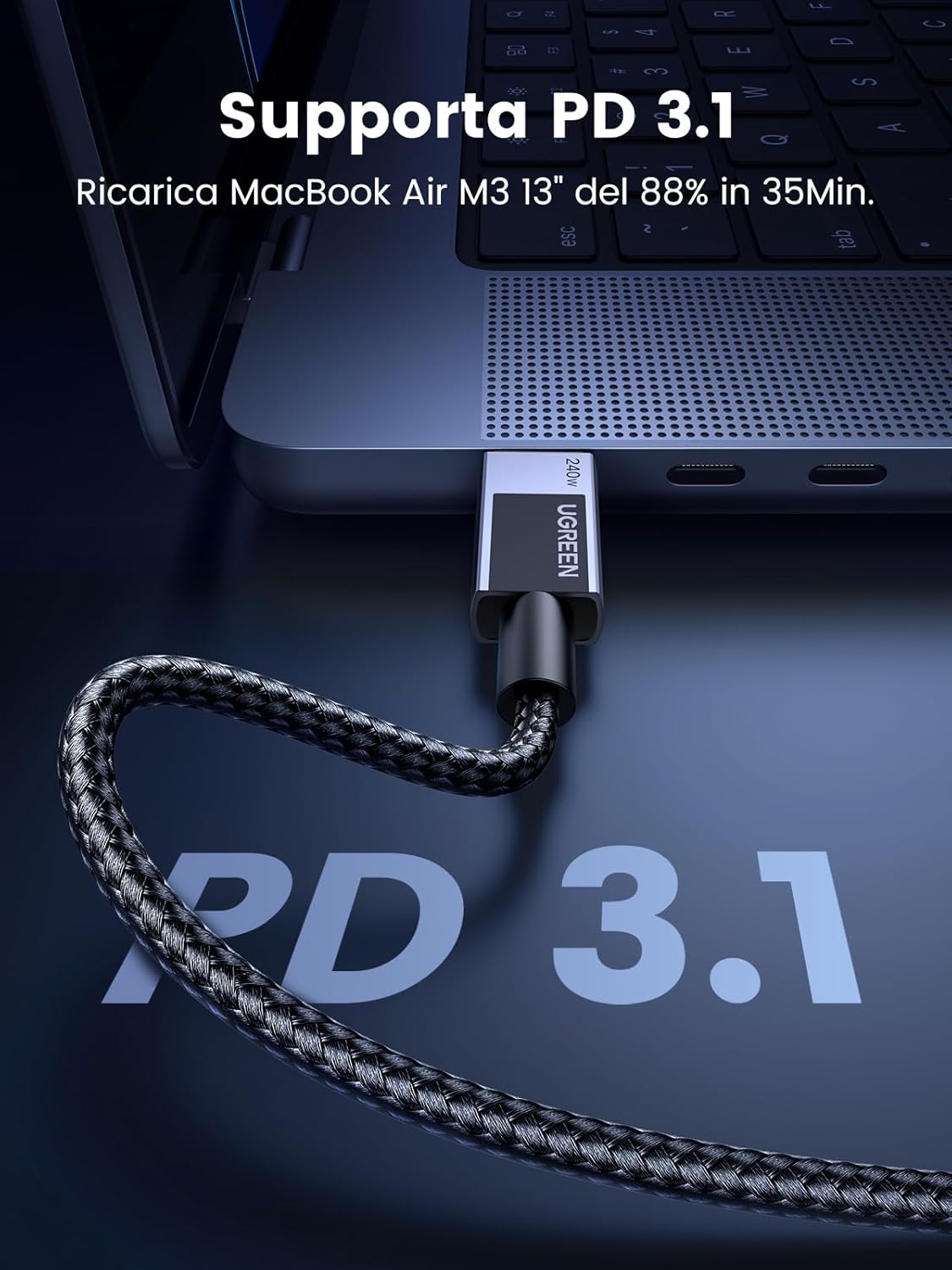 Thumbnail 2 de UGREEN Cavo USB C PD 3.1 240W: ricarica rapida e compatibilità estesa in una guida pratica