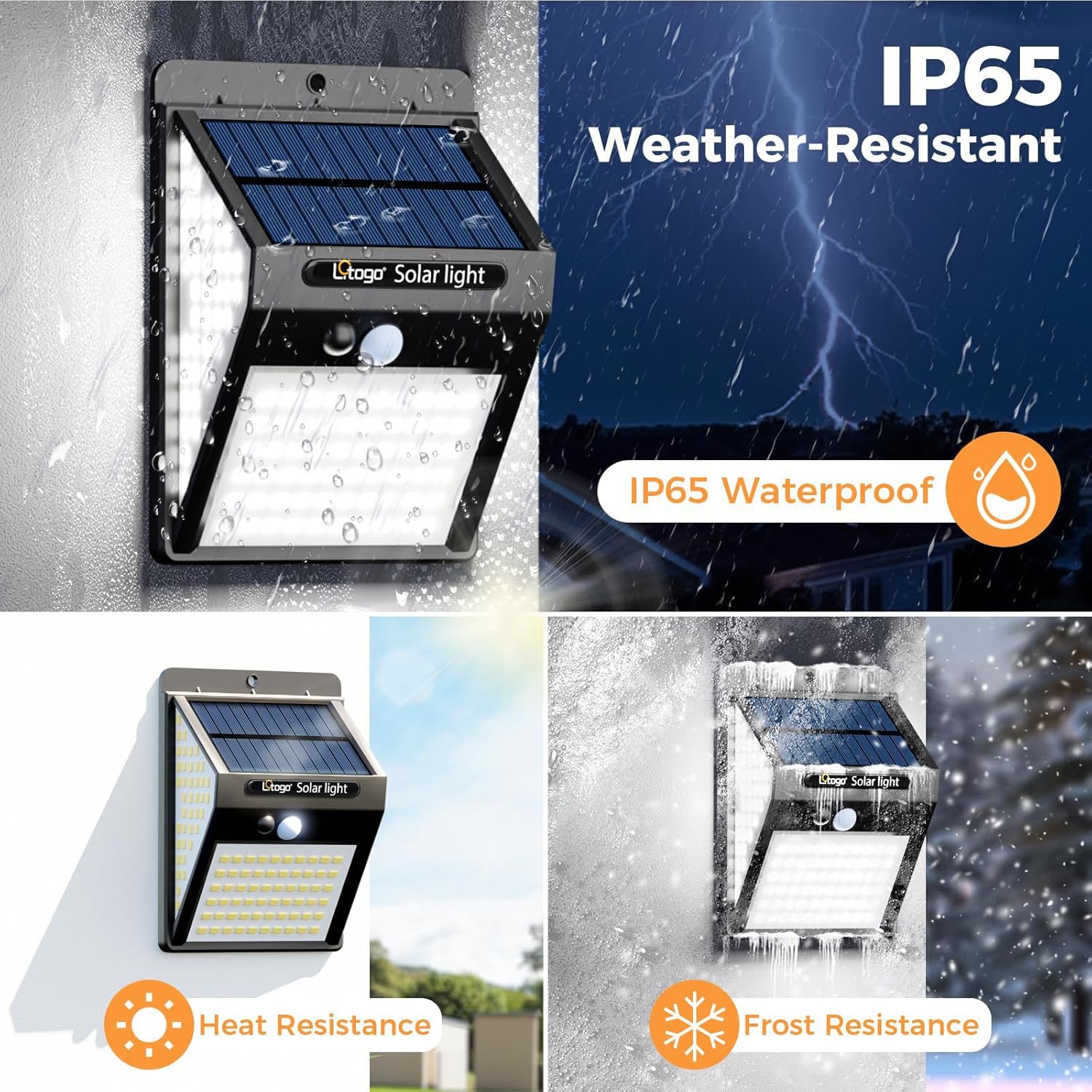 Thumbnail 3 de Litogo 140 LED Solar Security Lights Outdoor: 270° Motion-Sensing, IP65, 3 Modes