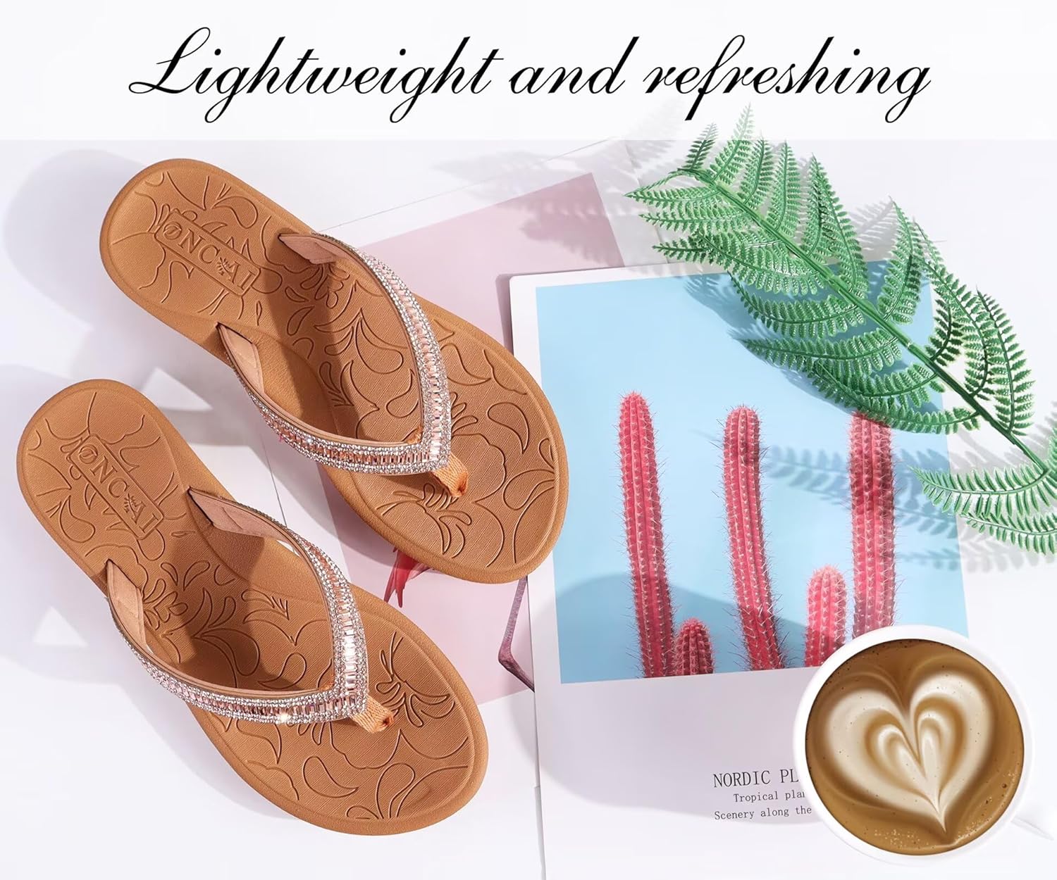 Detalle 2 de ONCAI Damen Zehentrenner Flip Flops mit Glitter – Komfort und Stil für Sommer, Indoors/Outdoors (Größen 36–43 EU)