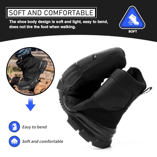 Detalle de Nasogetch Safety Boots Lightweight Steel Toe Boots – Black, 12UK