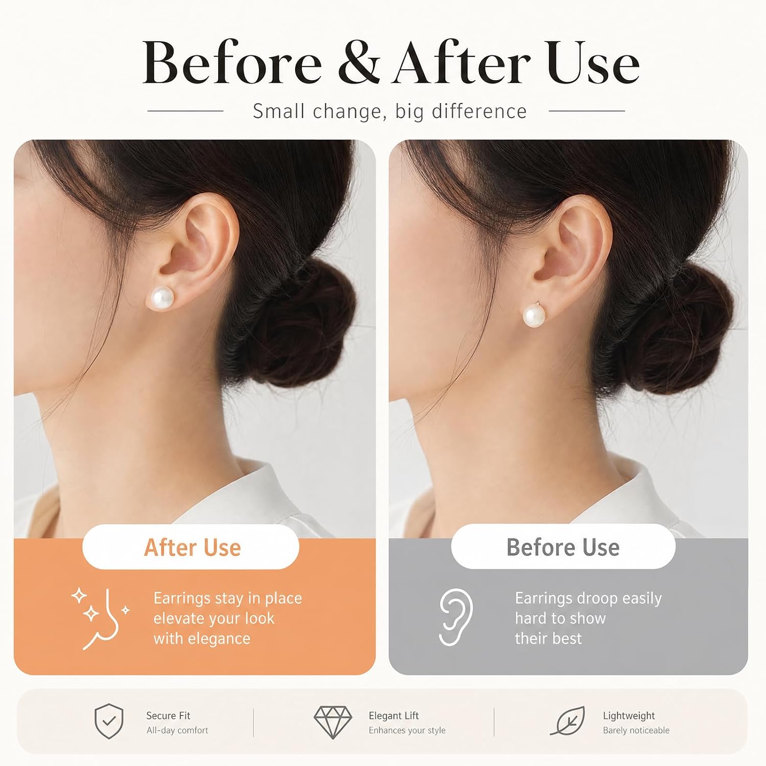 Detalle 2 de JUNCHONG JC-earring backs for droopy ears-D01 Racquet-Shaped Earring Backs