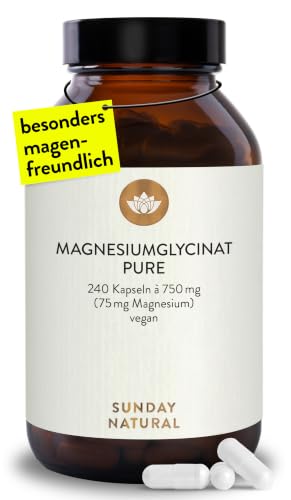 Detalle de SUNDAY NATURAL Magnesium Bisglycinat Premium – 240 Kapseln, 150 mg Mg pro Portion
