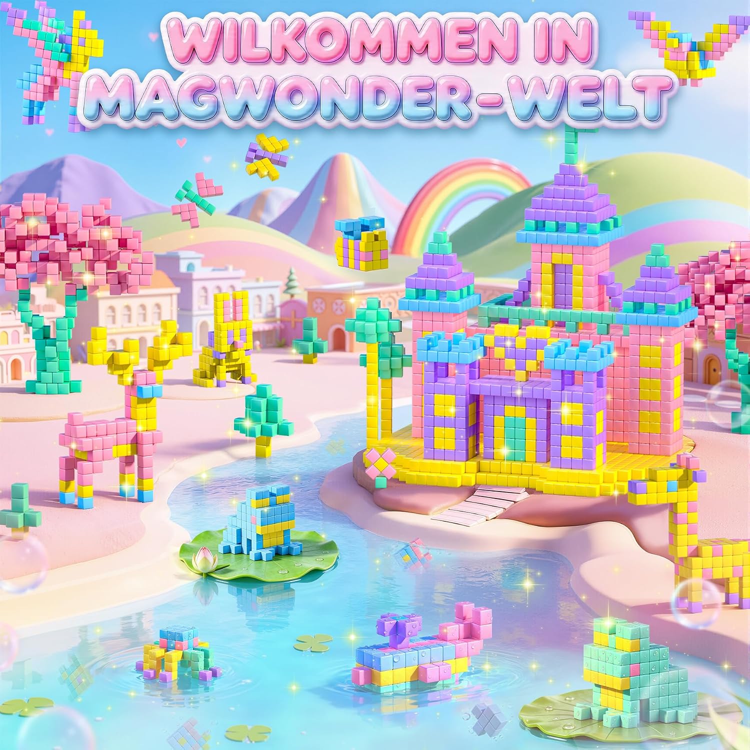 Detalle de COOLJOIN Magnetische Bausteine – 48 Teile Macaron Reiseset