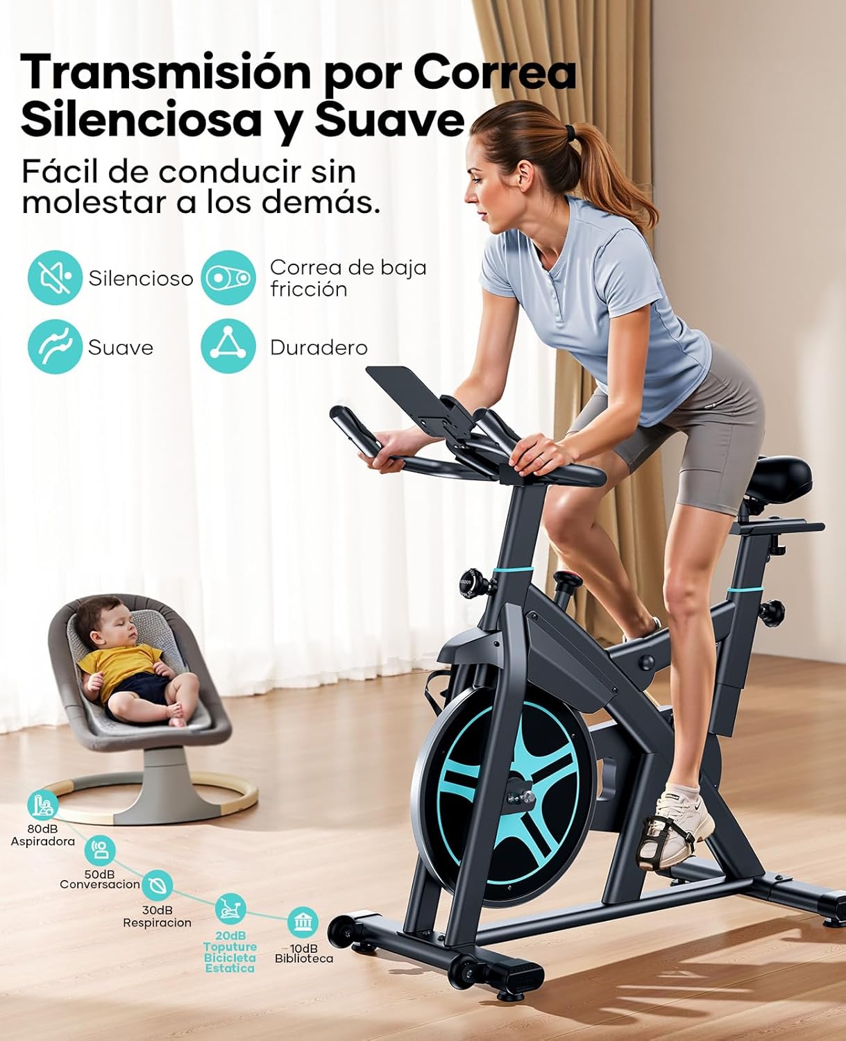 Thumbnail 2 de Toputure 15 kg bicicleta estática 160 kg