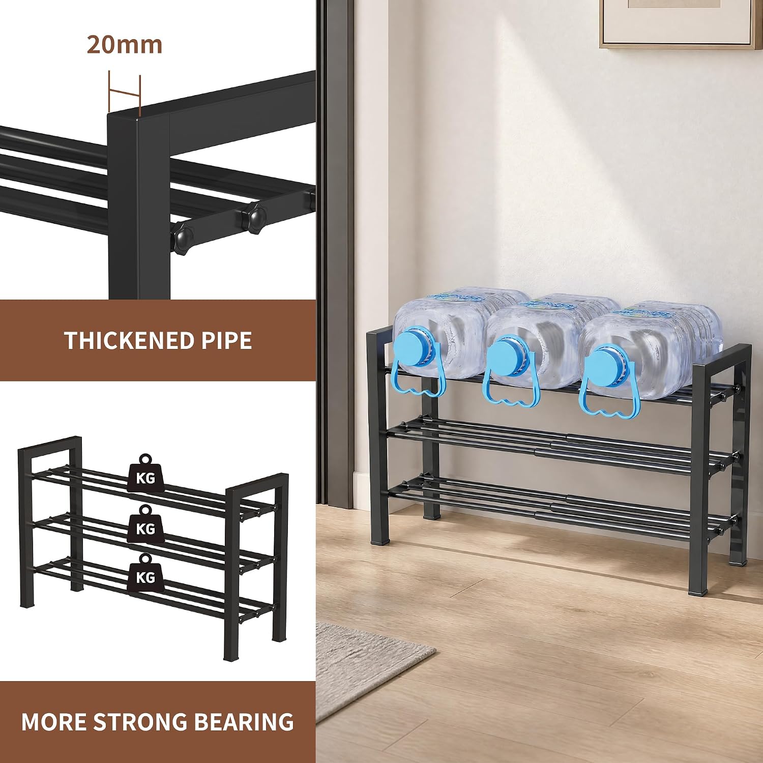 Thumbnail 6 de HDDTTZ 121 Expandable 3-Tier Iron Shoe Rack, Adjustable 17–31 Inches