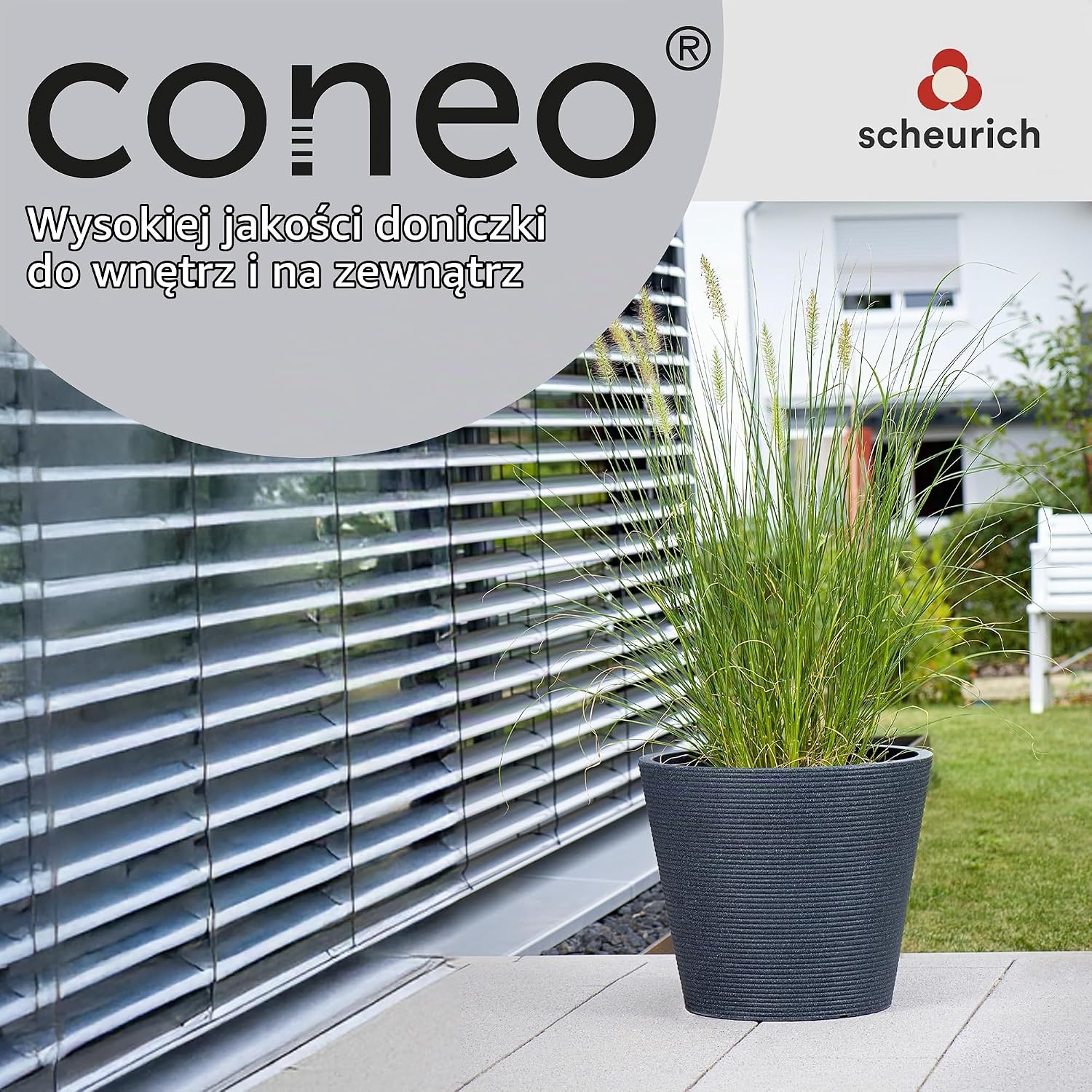 Detalle de Scheurich Coneo 57547 – donica 26 l, czarny granit, Ø 40 cm